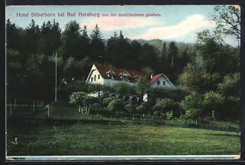 AK Bad Harzburg, Hotel Silberborn von den Gestütswiesen gesehen