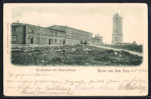 AK Brocken /Harz, Brockenhaus mit Observatorium