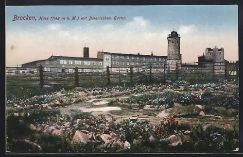 AK Brocken /Harz, Brockenhotel mit Botanischem Garten