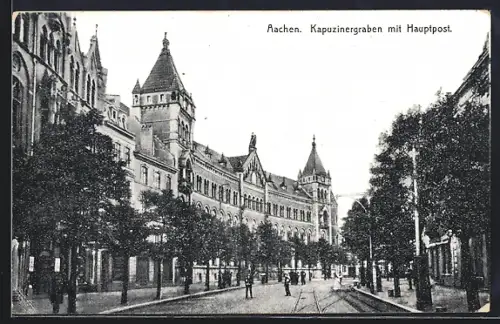 AK Aachen, Kapuzinergraben mit Hauptpost