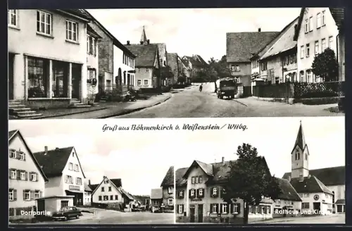 AK Böhmenkirch, Dorfpartie, Rathaus und Kirche