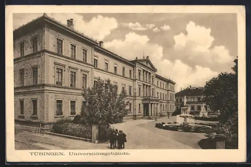 AK Tübingen, Universitätsgebäude mit Brunnen