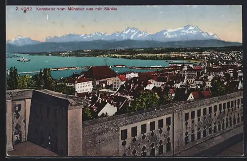 AK Konstanz, Panorama mit Säntis vom Münster aus