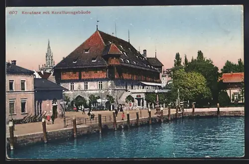 AK Konstanz, Uferpartie mit Konziliumsgebäude