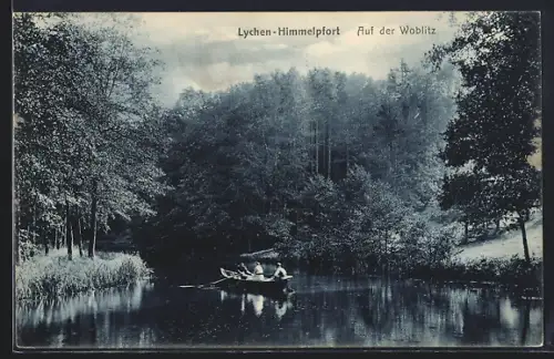 AK Lychen-Himmelpfort, Ruderboot auf der Woblitz