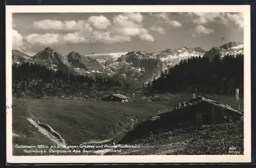 AK Unterkunftshaus auf der Gotzenalm mit Blick gegen Kleines Teufelshorn und Übergossene Alpe