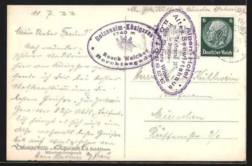 AK Unterkunftshaus auf der Gotzenalm mit Blick gegen Kleines Teufelshorn und Übergossene Alpe