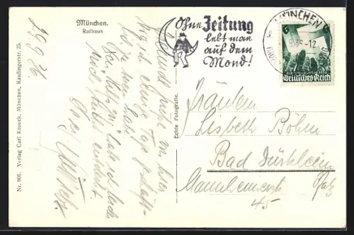 AK München, Rathaus mit Brunnen