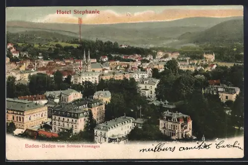 AK Baden-Baden, Teilansicht vom Schloss Venningen aus