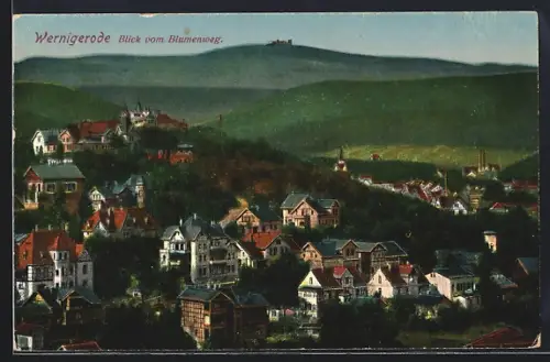 AK Wernigerode, Blick vom Blumenweg auf den Ort