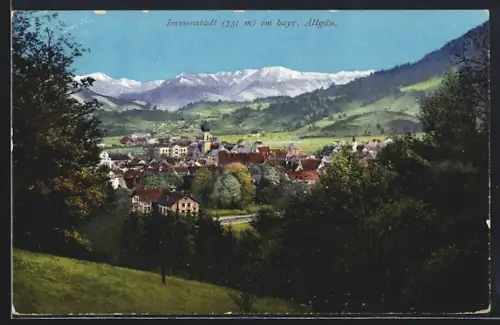AK Immenstadt /bayr. Allgäu, Ortsansicht mit Bergen