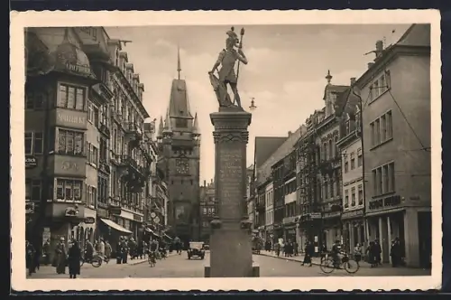 AK Freiburg i. Br., Strasse, Bertholdsbrunnen, Strassenansicht