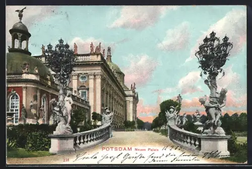 AK Potsdam, Neues Palais, Garten, Skulpturen