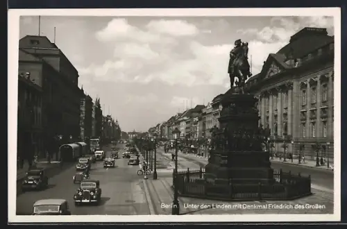 AK Berlin, Unter den Linden, Denkmal Friedrich des Grossen