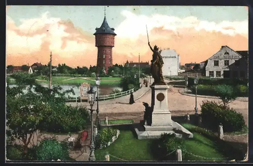 AK Cuxhaven, Kriegerdenkmal, Wasserturm, Gasthaus zur Schleuse