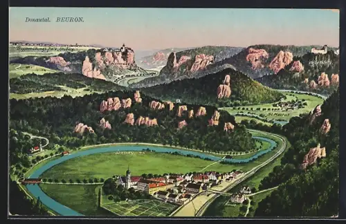 AK Beuron /Donautal, Kloster Beuron, St. Maurus, Rauher Stein