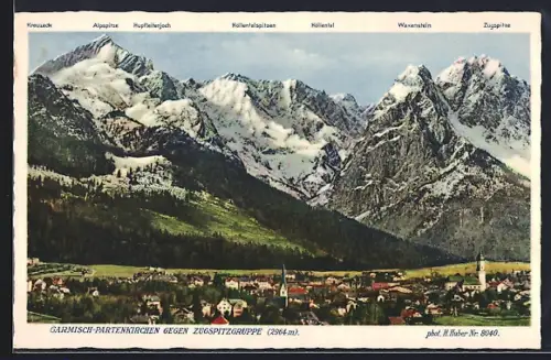 AK Garmisch-Partenkirchen, Blick zur Zugspitzgruppe, Alpspitze, Waxenstein, Zugspitze