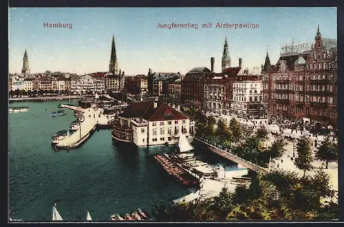 AK Hamburg-Neustadt, Jungfernstieg, Alsterpavillon