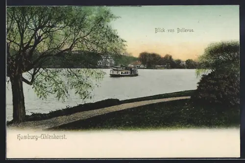 AK Hamburg-Uhlenhorst, Blick von Bellevue, Alster, Dampfer
