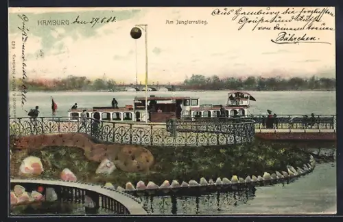 AK Hamburg-Neustadt, Jungfernstieg, Schiffsanleger, Binnenalster