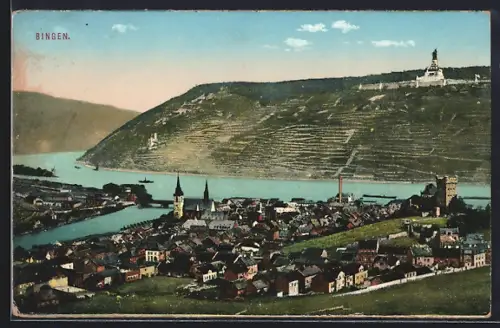 AK Bingen / Rhein, Stadtansicht, Niederwalddenkmal