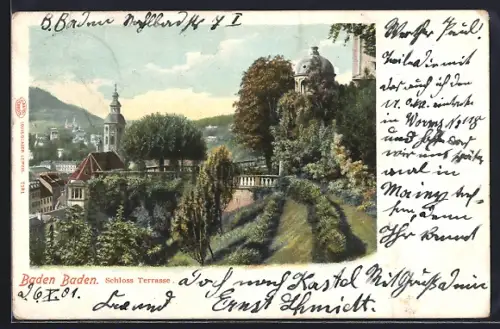 AK Baden Baden, Schloss Terrasse
