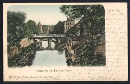 AK Osnabrück, Hasepartie mit Pernickel-Thurm