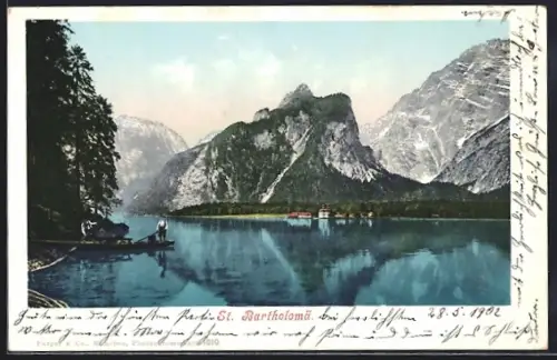AK St. Bartholomä, See mit Bergpanorama