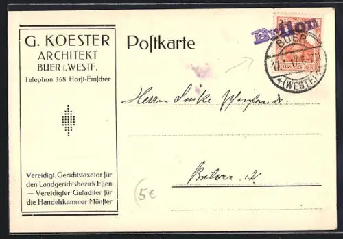 AK Buer i. Westf., Architekturbüro G. Koester, Gerichtstaxator, Gutachter