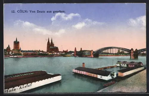AK Cöln, Dom von Deutz aus gesehen