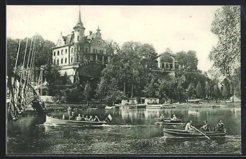 AK Grimma i. Sa., Gattersborg am Moldenthal, Ruderboote