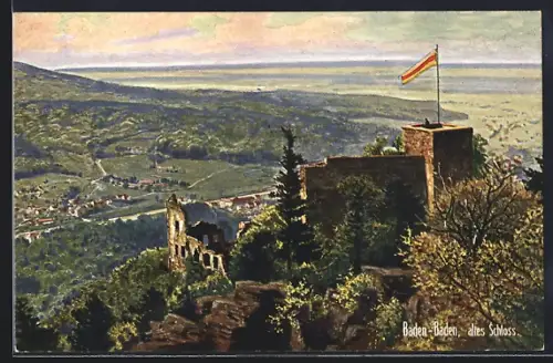 Künstler-AK Baden-Baden, Altes Schloss