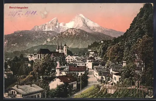 AK Berchtesgaden, Ortsansicht mit Alpenpanorama