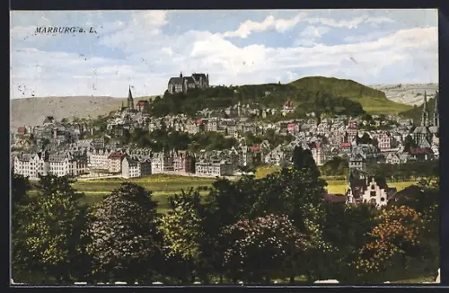 AK Marburg a. L., Gesamtansicht mit Schloss