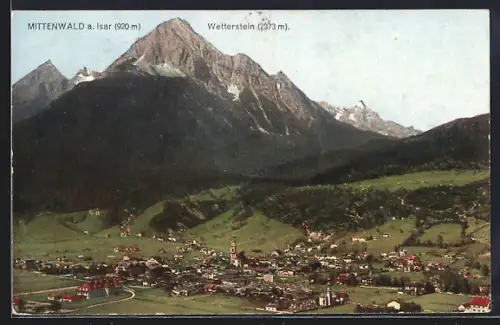 AK Mittenwald a. Isar, Wetterstein, Ortsansicht