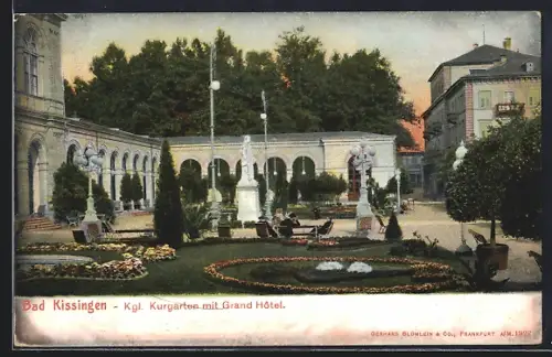 AK Bad Kissingen, Kgl. Kurgarten, Grand Hôtel