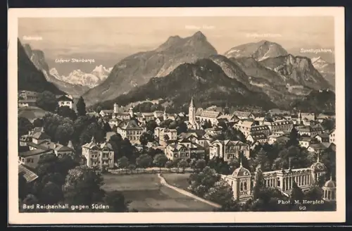 AK Bad Reichenhall, Blick nach Süden, Stadtpanorama, Berge, Kurhaus
