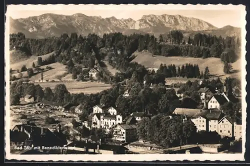AK Bad Tölz, Benediktinerkloster, Alpenpanorama