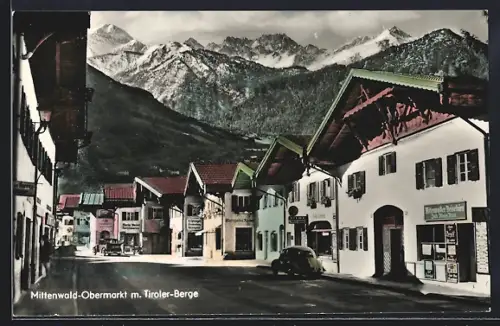 AK Mittenwald, Obermarkt, Tiroler Berge