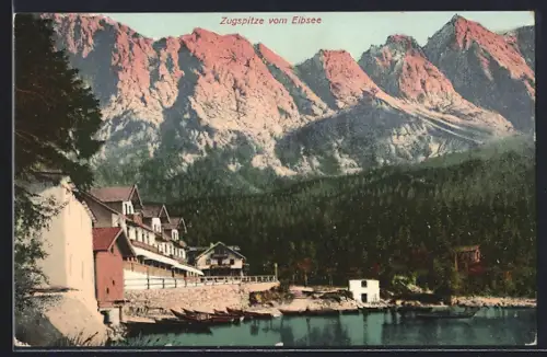 AK Eibsee, Zugspitze, Seeufer, Gebirge