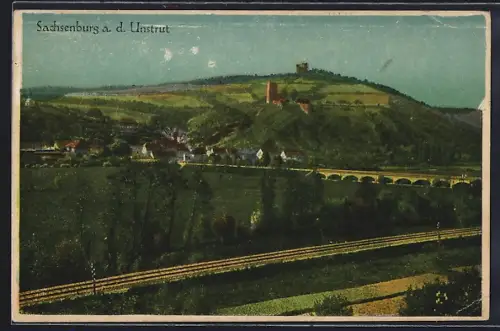 AK Sachsenburg a. d. Unstrut, Burgruine, Viadukt
