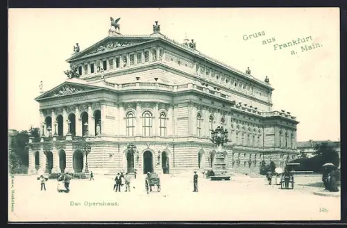 AK Frankfurt /Main, Passanten vor dem Opernhaus