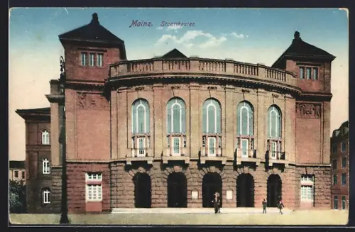 AK Mainz, Stadttheater, Frontansicht