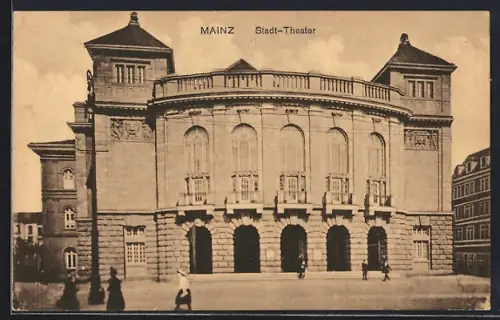 AK Mainz, Blick auf Stadttheater