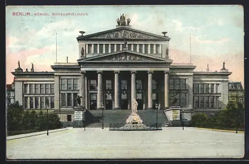 AK Berlin, Gendarmenmarkt, königl. Schauspielhaus, Fassade mit Treppenaufgang