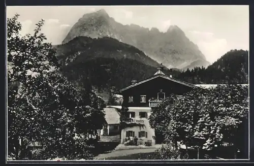 AK Kirchdorf in Tirol, Gasteig b. St. Johann, Gasthaus Mitterjager, Bergpanorama