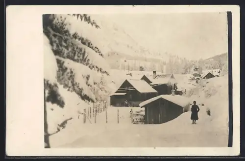 Foto-AK Mühlbach am Hochkönig, Mitterberg, Ortspartie im Schnee