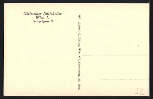 AK Wien, Göttweiger Stiftskeller in der Spiegelgasse 9, Innen- und Aussenansicht, Stift Göttweig