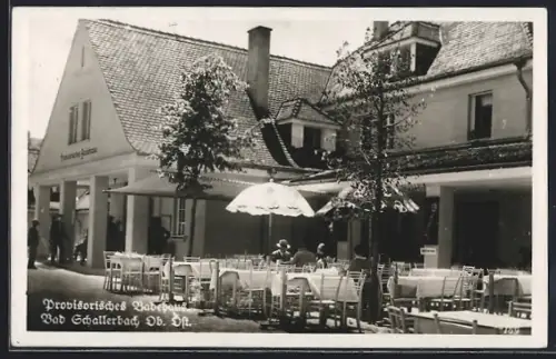 AK Bad Schallerbach /Ob. Öst., Terrasse des Provisorischen Badehauses