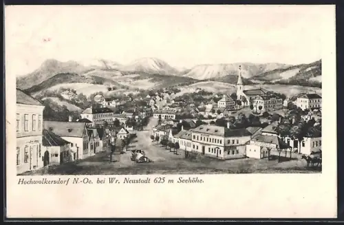 AK Hochwolkersdorf b. Wr. Neustadt, Ortsansicht mit Kirche